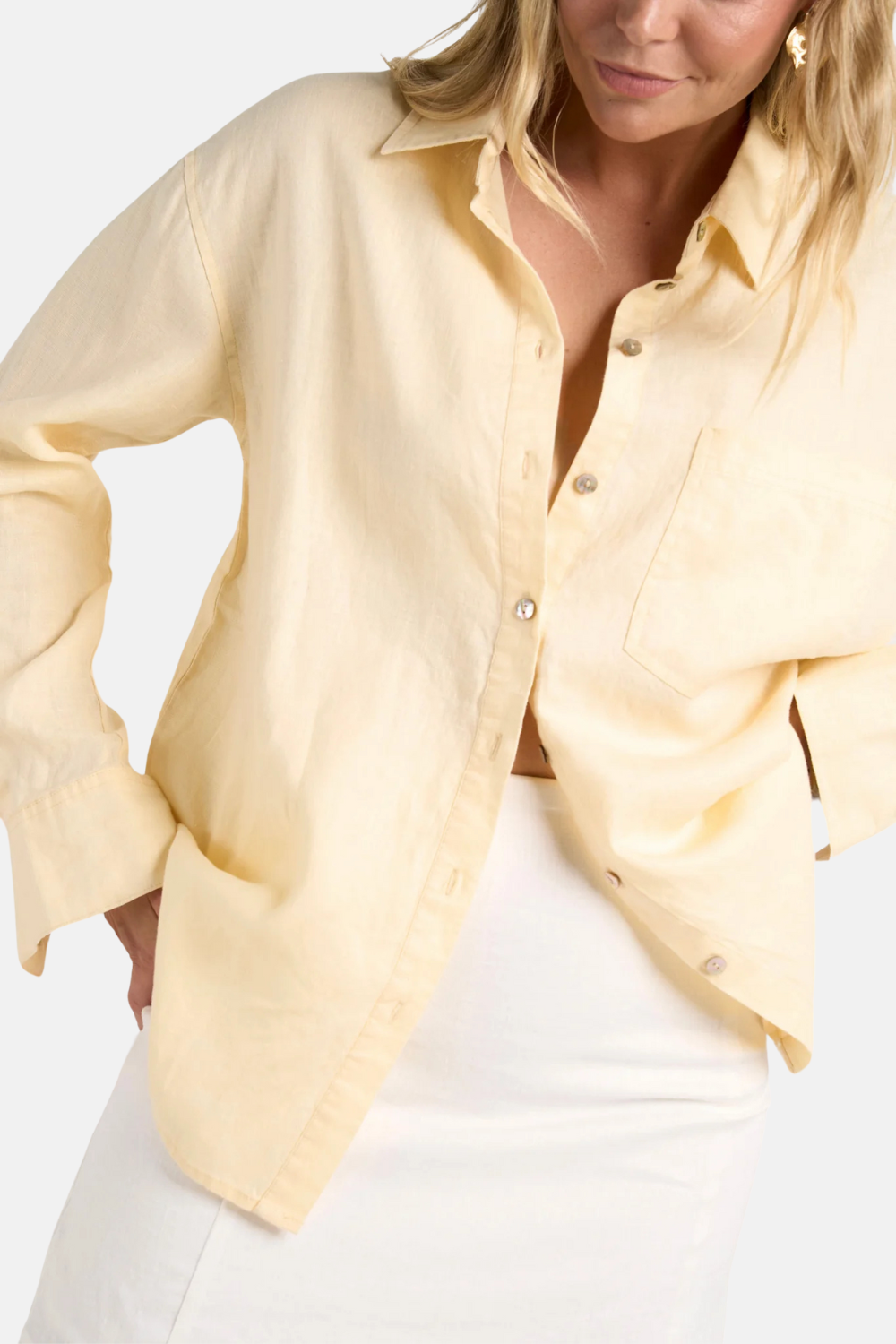 Optimum Lemon Linen Oversized Shirt