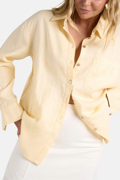 Optimum Lemon Linen Oversized Shirt