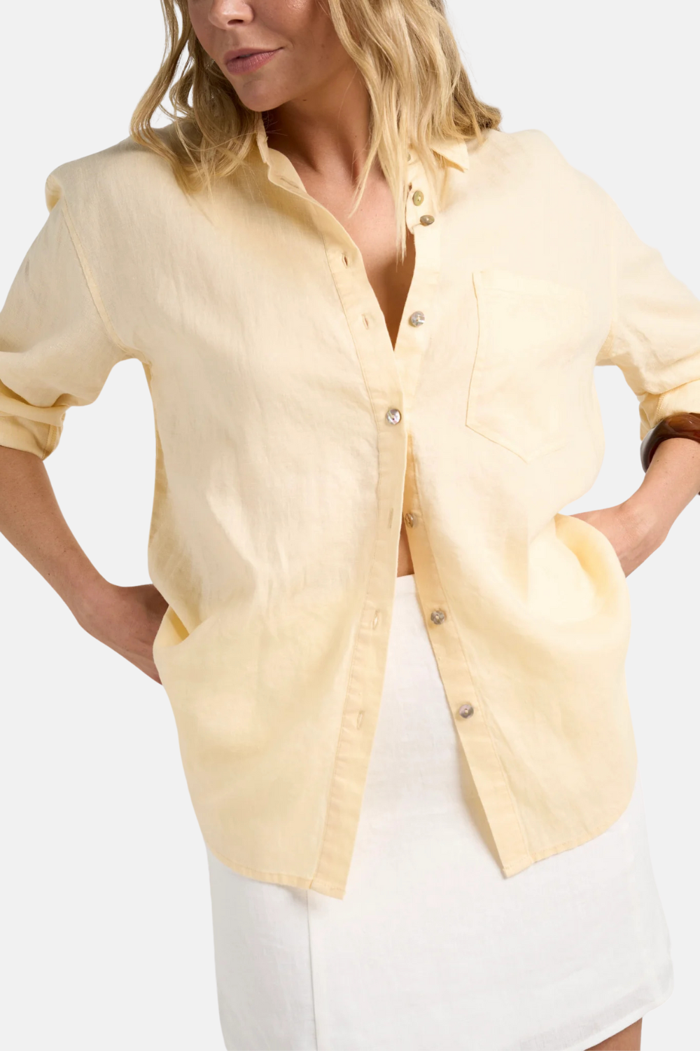 Optimum Lemon Linen Oversized Shirt