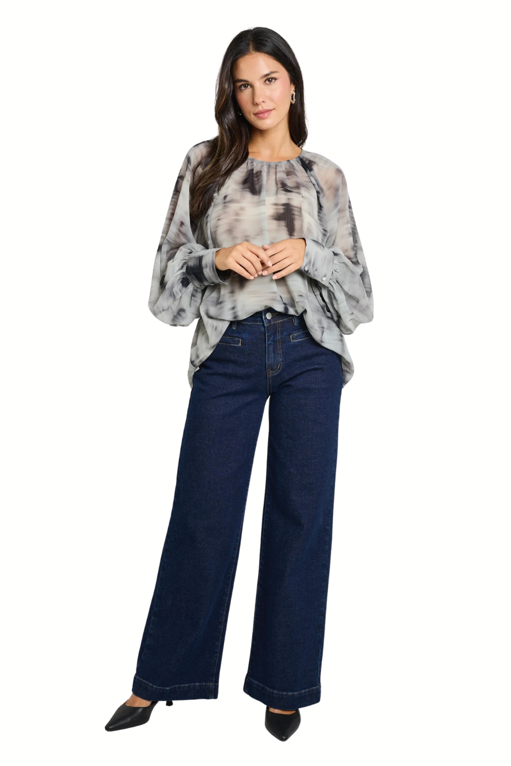 Concert Indigo Mid Rise Wide Leg Pocket Jean