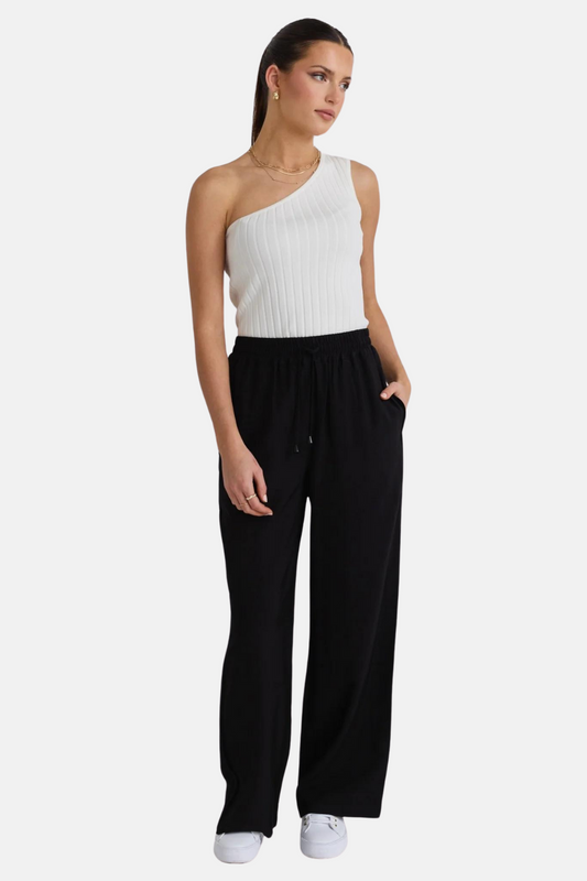 Townie Onyx Velvet Stripe Side Wide Leg Pants