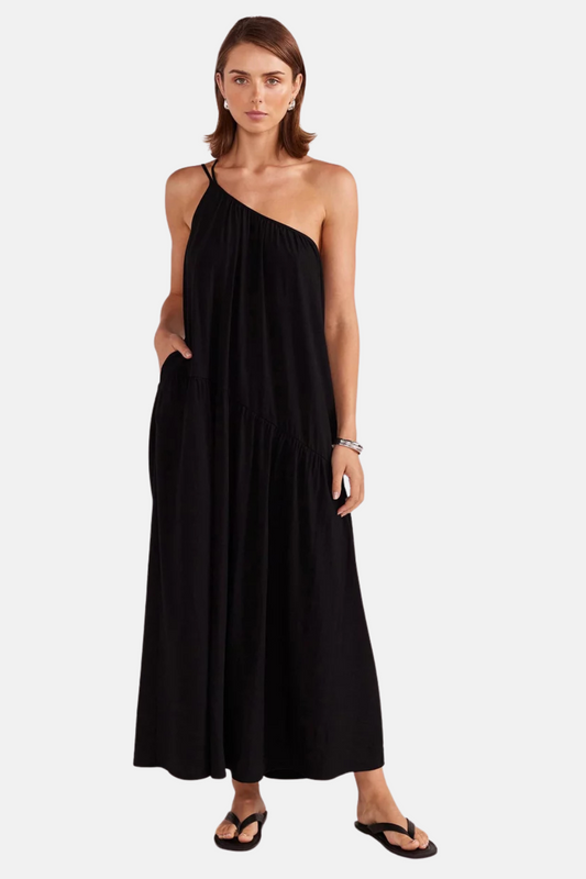 Eva One Shoulder Maxi Dress | Black