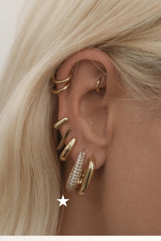 XL Pave Chain Link Hoops | Gold