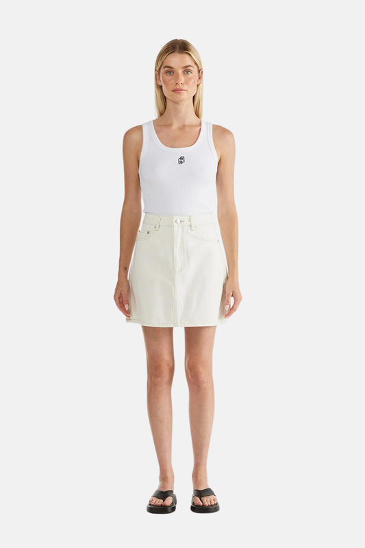 A-Line Denim Mini Skirt | White