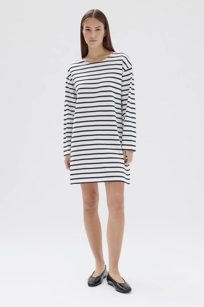 Bateau Long Sleeve Tee Dress | True Navy