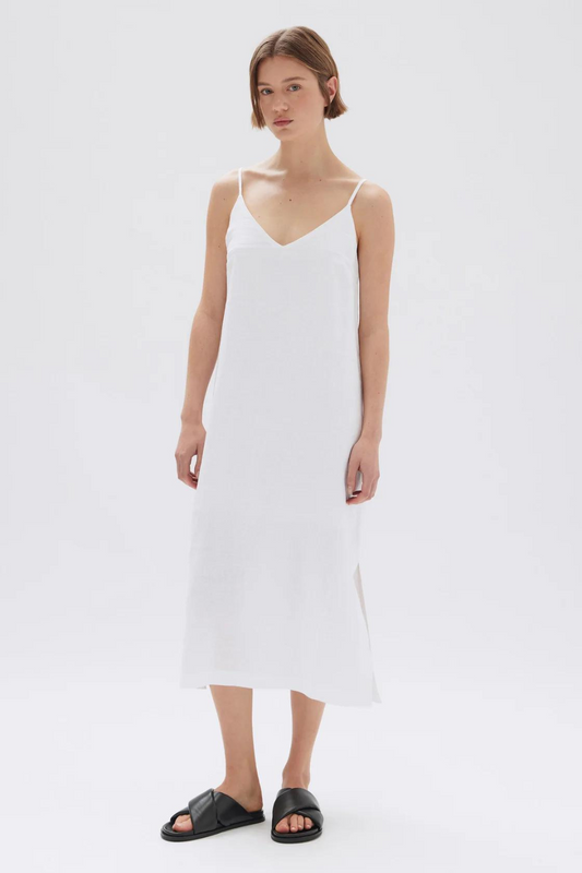 Vallory Linen Slip Dress | White