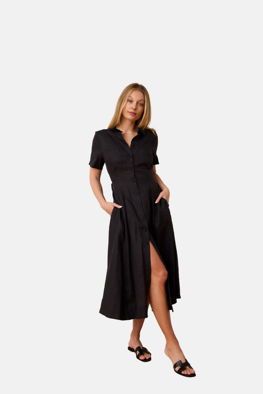 Lady Vincent Dress | Black Linen