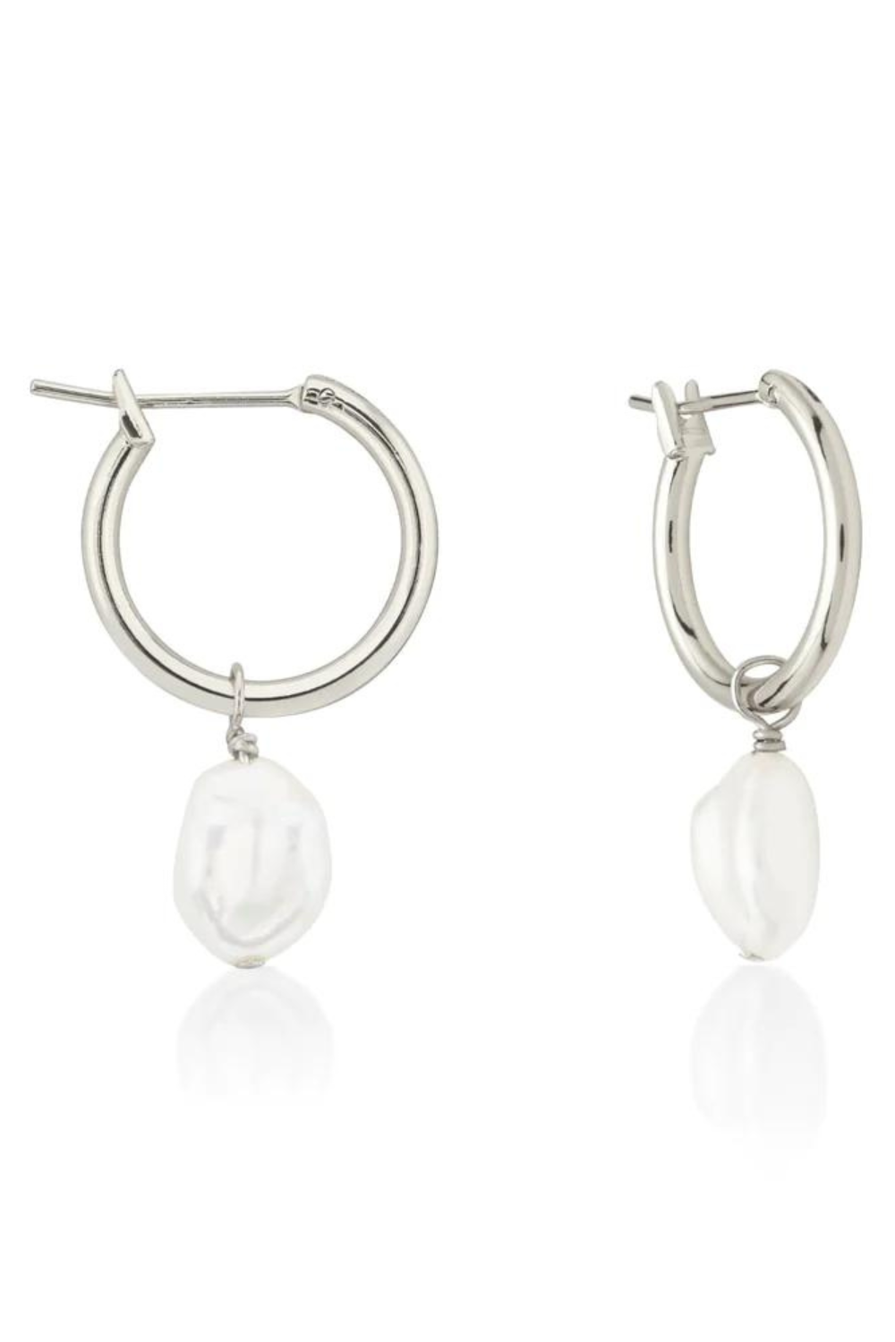 Mini Keshi Pearl Hoops Silver