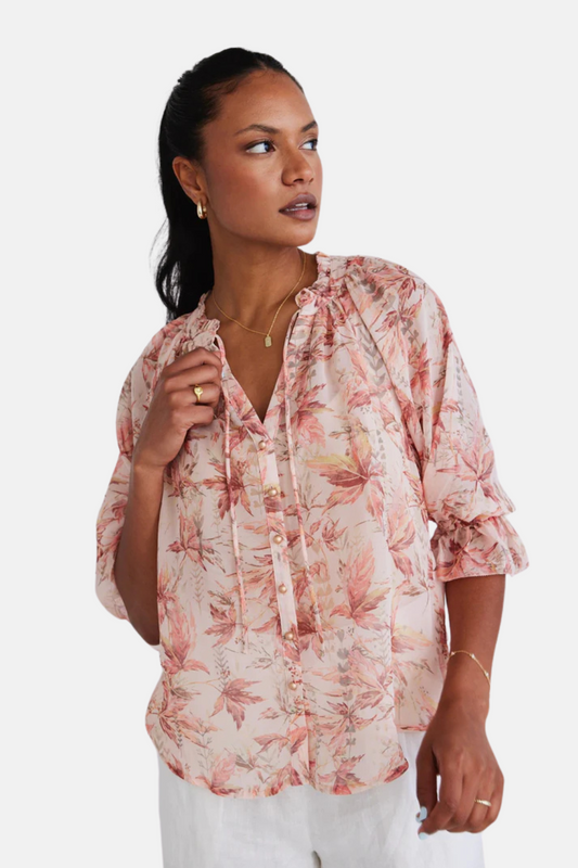 Surety Paradise Floral Button Through SS Blouse