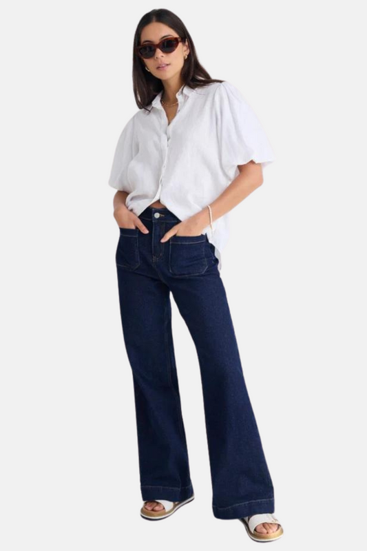 Zoey Indigo High Rise Wide Leg Pocket Jean