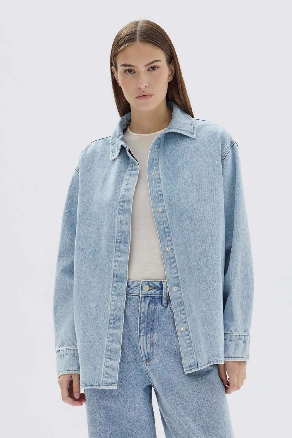 Rylee Denim Overshirt | Light Stone