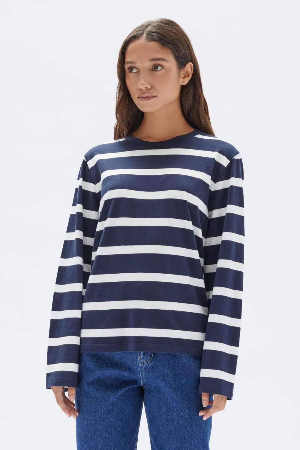 Tyler Stripe Long Sleeve Tee | True Navy