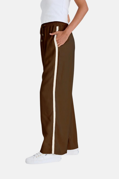 Townie Chocolate Stripe Side Tape Wide Leg Pants