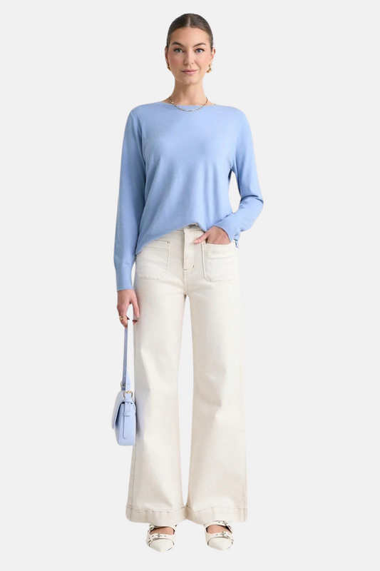 Staycation Sky Blue Fine Gauge Knit Jumper