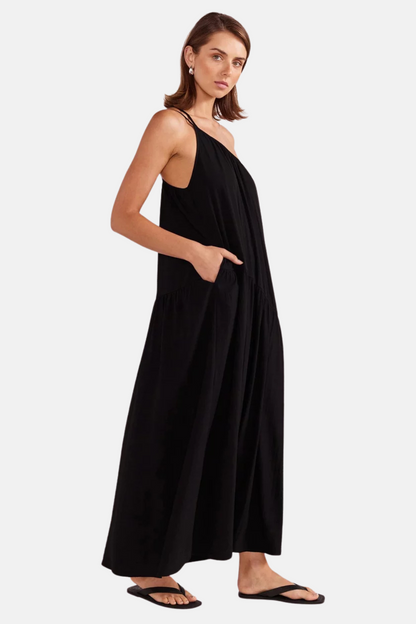 Eva One Shoulder Maxi Dress | Black