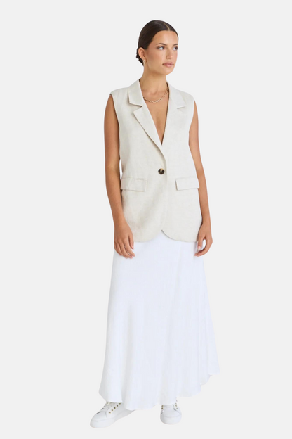 Vancouver Natural Linen Viscose Longline Vest