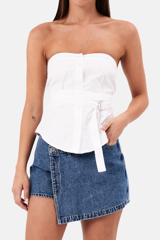 Strap Bustier Shirt | White