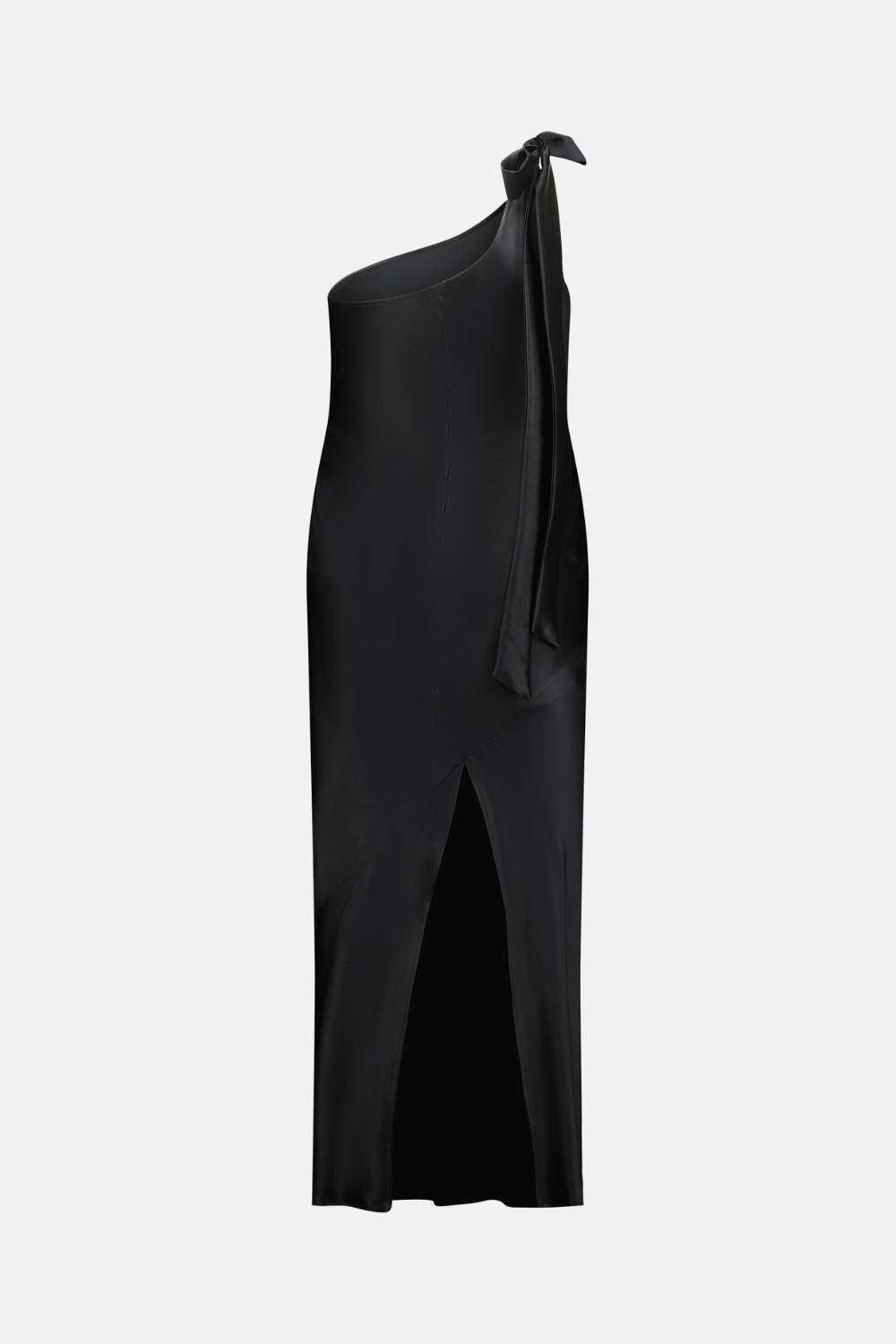 One Shoulder Wilmer Dress | Black Silk