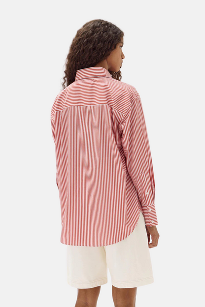 Signature Poplin Shirt | Papaya/White Stripe