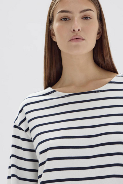 Bateau Long Sleeve Tee Dress | True Navy