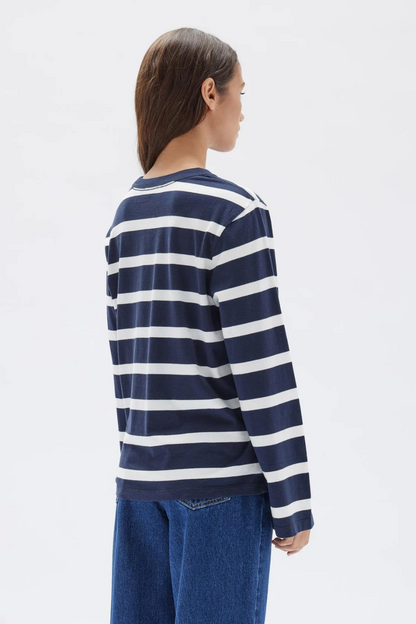 Tyler Stripe Long Sleeve Tee | True Navy