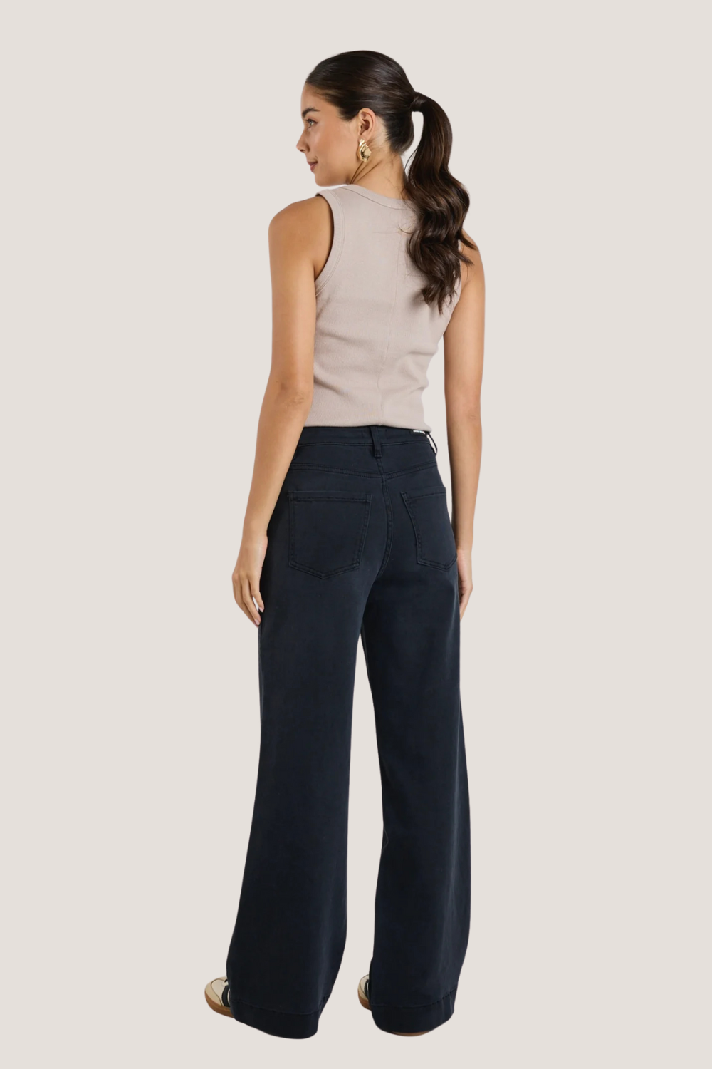 Zoey Black Denim High Rise Wide Leg Pocket Jean