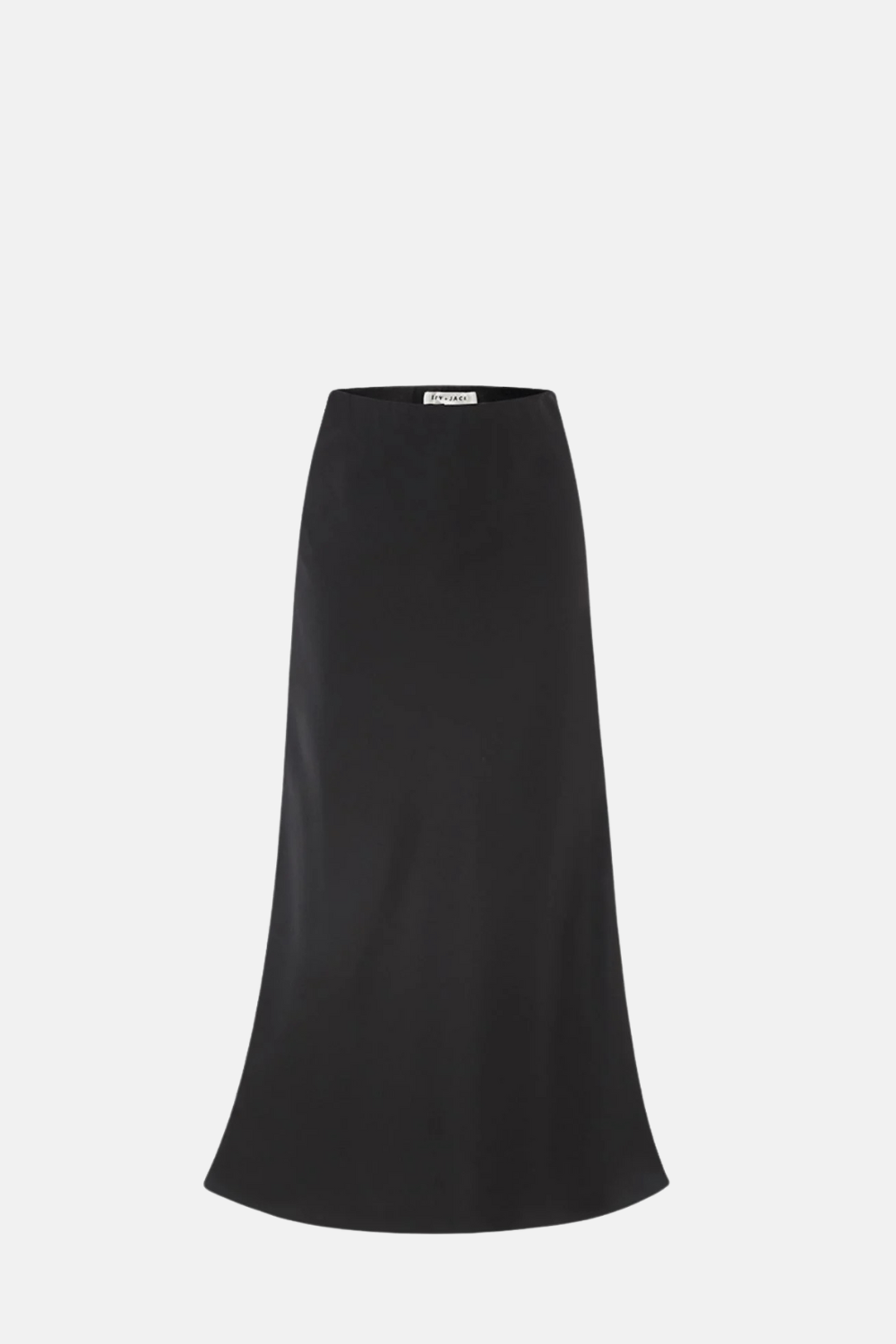 Rosette Black Satin Bias Midi Skirt