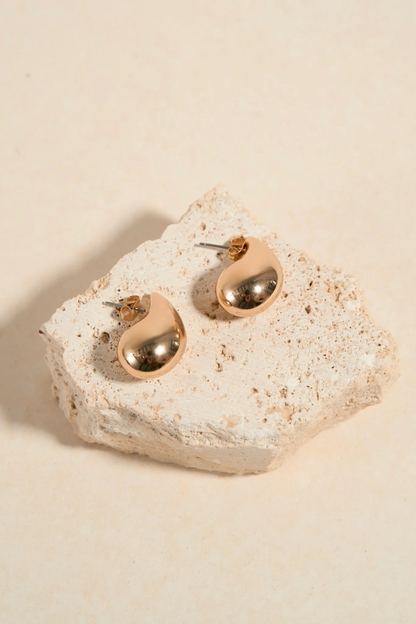 Chunky Teardrop Gold Stud Earrings