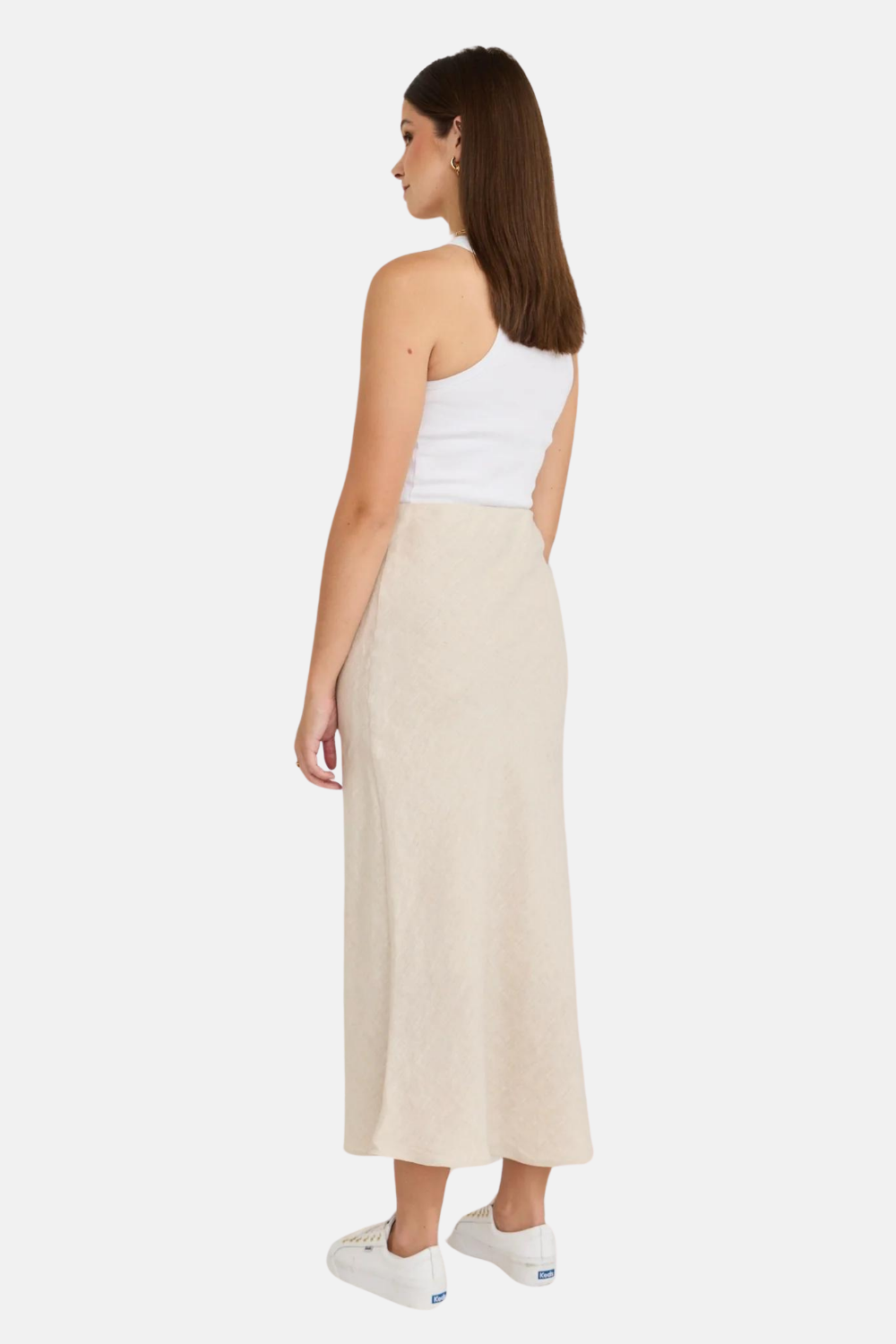 Bliss Natural Linen Bias Midi Skirt