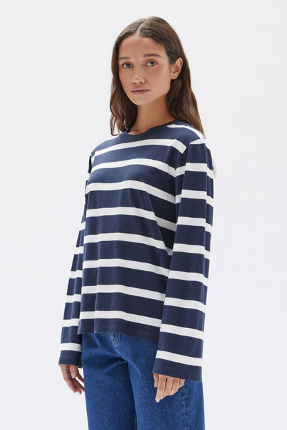 Tyler Stripe Long Sleeve Tee | True Navy