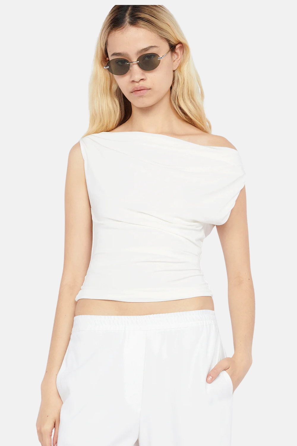 Odesse Boat Neck Top | White