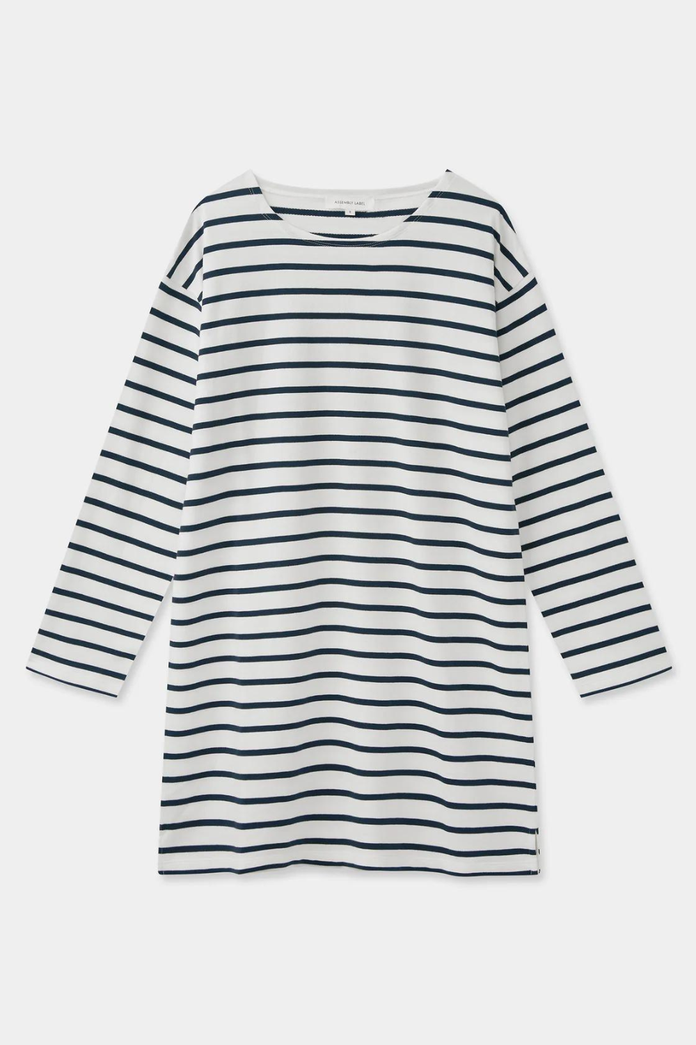 Bateau Long Sleeve Tee Dress | True Navy