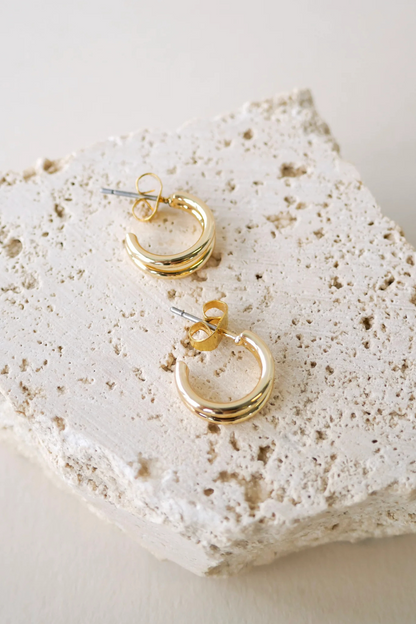 Double Loop Gold Earrings