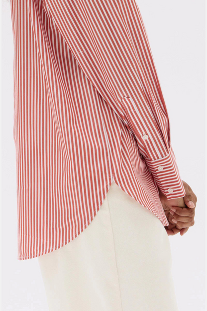 Signature Poplin Shirt | Papaya/White Stripe