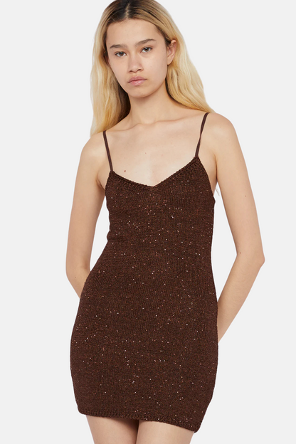 Delfinia Sequin Mini Dress | Chocolate