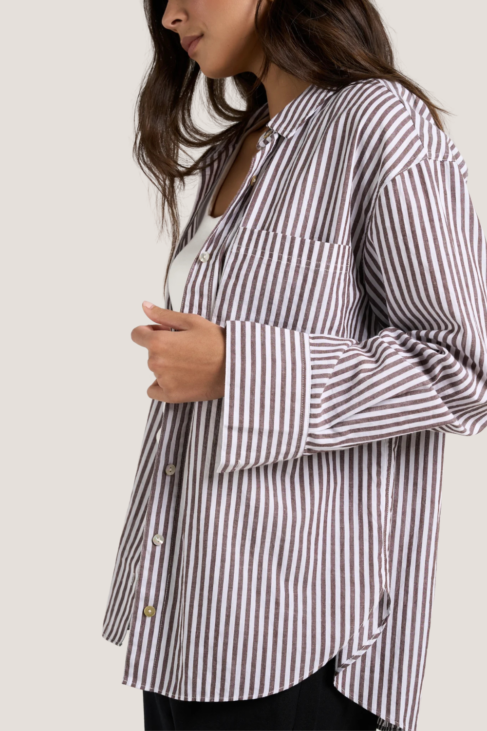 You Got This Chocolate Stripe Oversized Shirt