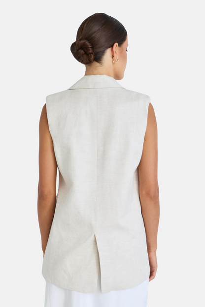 Vancouver Natural Linen Viscose Longline Vest