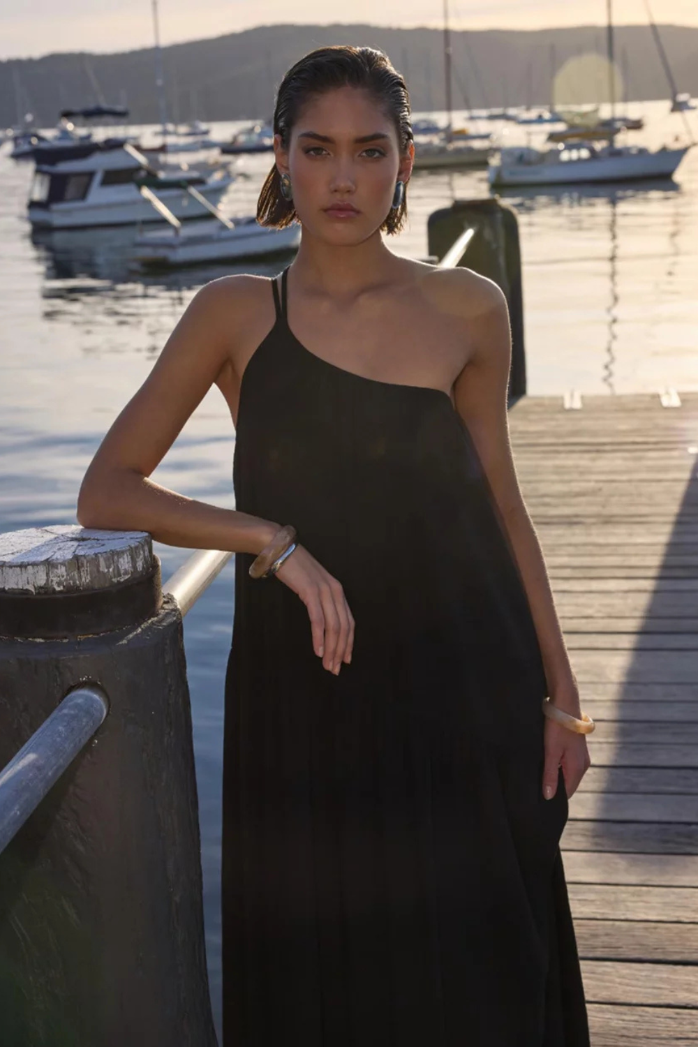 Eva One Shoulder Maxi Dress | Black