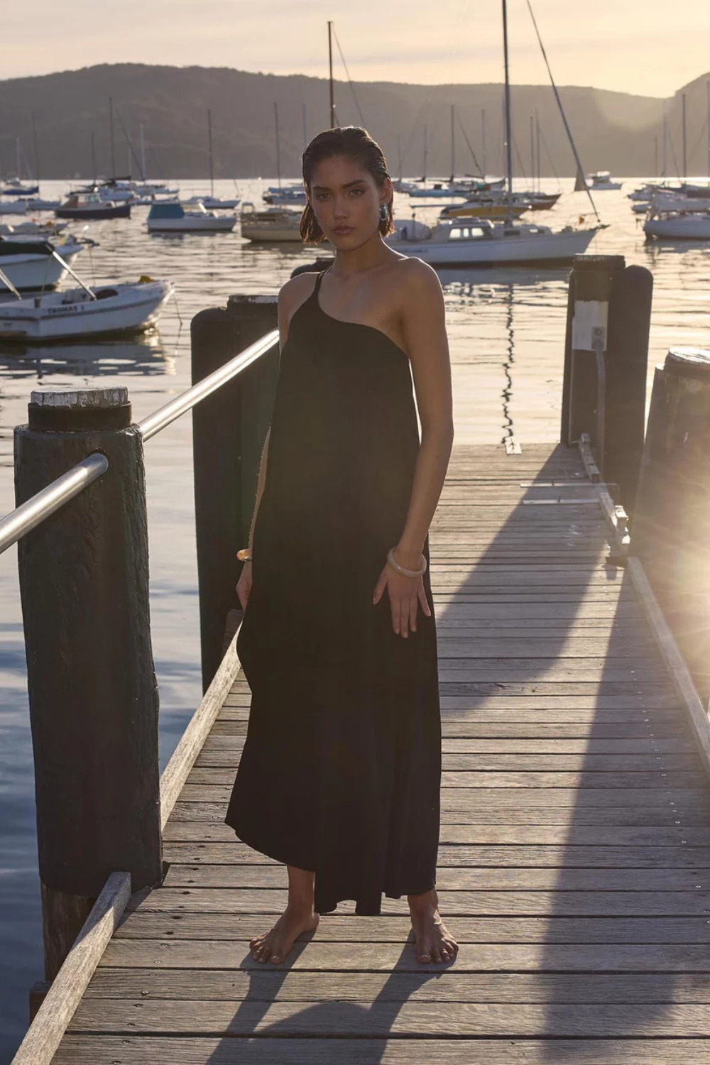 Eva One Shoulder Maxi Dress | Black