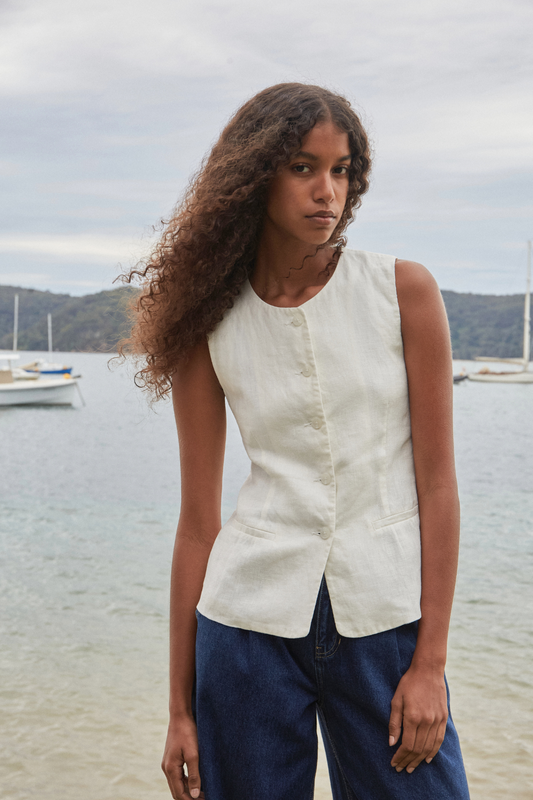 Calla Linen Top | Antique White